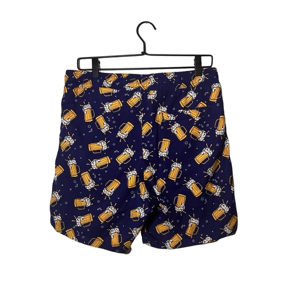 Surf Society Swim Shorts Beer Print Drawstring Waistband Mesh Lined Blue Medium - Picture 3 of 9